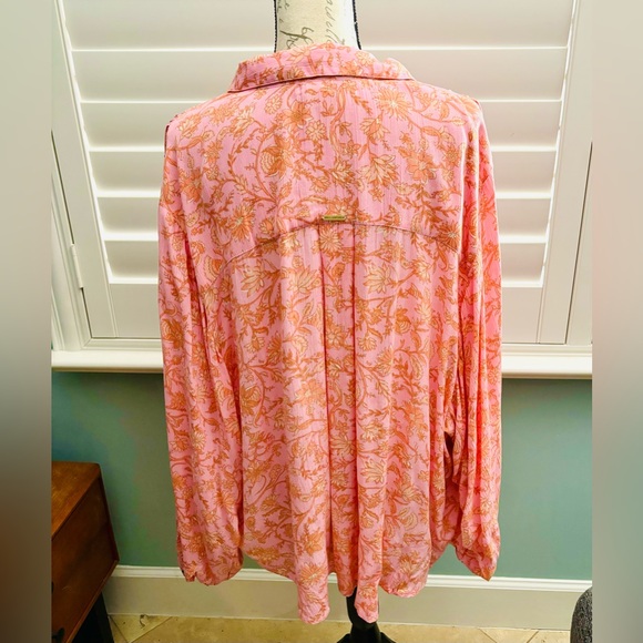 Billabong Day After Day boho crinkle long sleeve  size S/8 - pink and orange - Picture 5 of 10